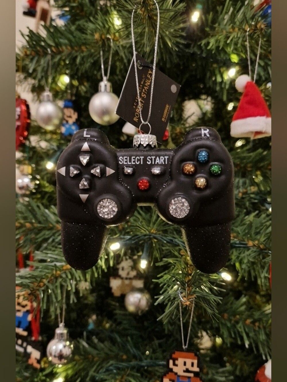 Gaming Controller Christmas Tree Ornament Black Glitter - Gamer - Robert Stanley